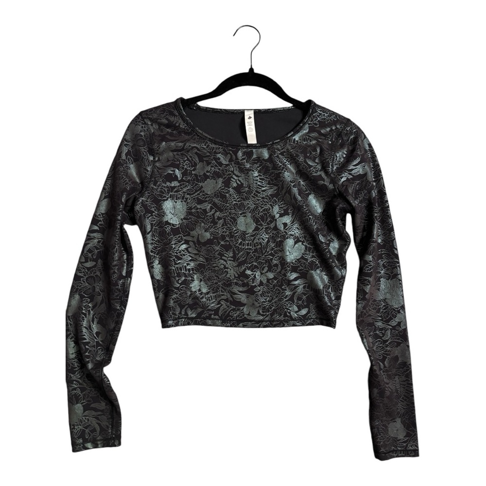lululemon athletica Black Floral Long Sleeve Top